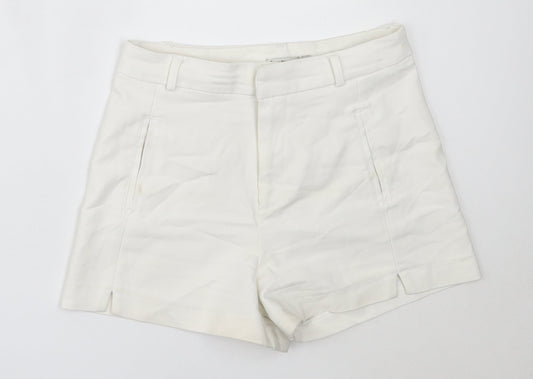 Stradivarius Womens White  Cotton Hot Pants Shorts Size 34  Regular