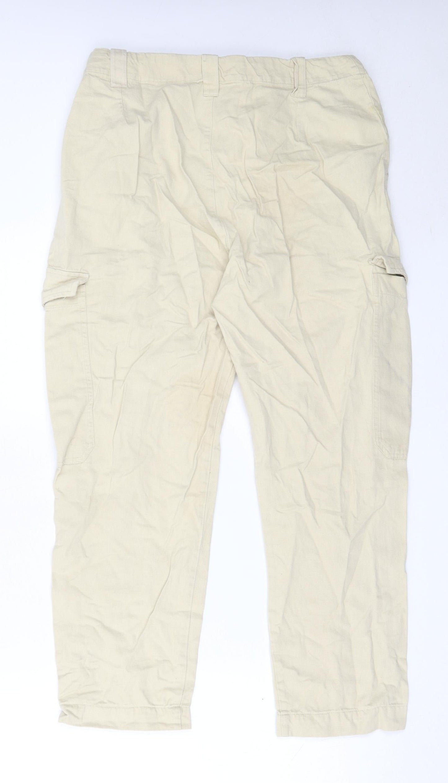 Pull&Bear Womens Beige  Linen Cargo Trousers Size 40 L25.5 in Regular