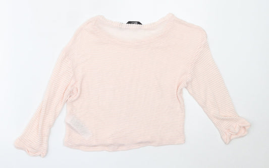 New Look Girls Pink Round Neck  Viscose Pullover Jumper Size 10-11 Years