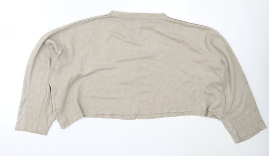 Zara Womens Beige Round Neck  Acrylic Pullover Jumper Size L
