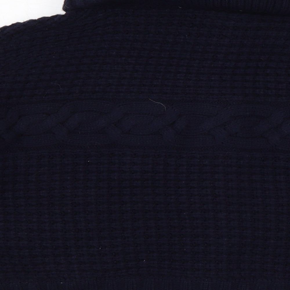 Red Herring Womens Blue Roll Neck  Acrylic Cardigan Jumper Size 16