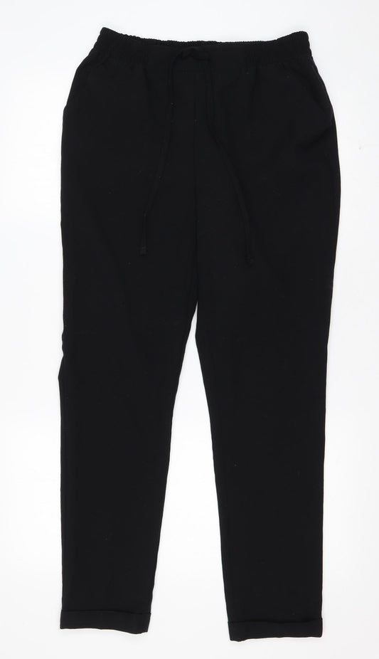 NEXT Womens Black  Polyester Trousers  Size 8 L27 in Regular Drawstring