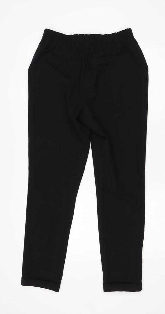 NEXT Womens Black  Polyester Trousers  Size 8 L27 in Regular Drawstring