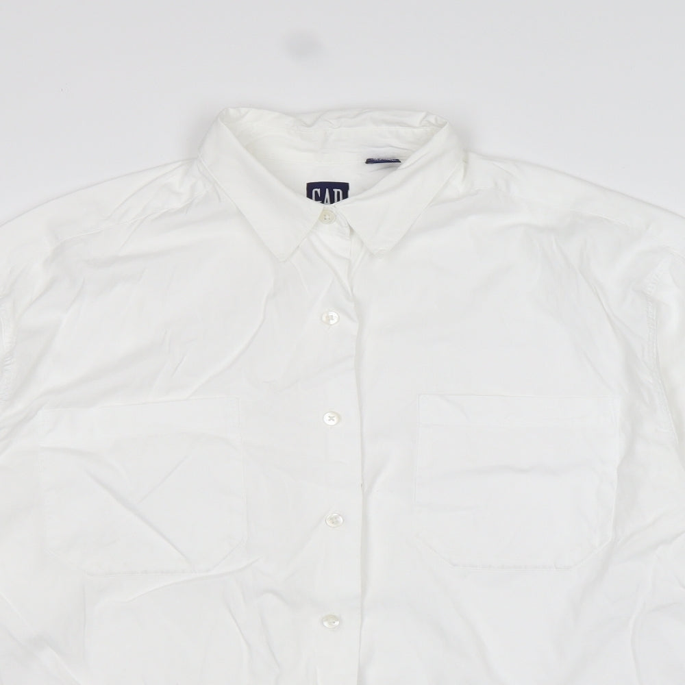 Gap Womens White  Cotton Basic Button-Up Size L Collared