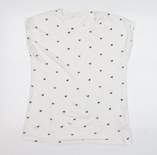 Miso Womens White Geometric Cotton Basic T-Shirt Size 18 Round Neck - Love Heart