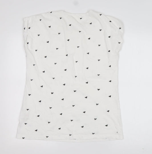 Miso Womens White Geometric Cotton Basic T-Shirt Size 18 Round Neck - Love Heart