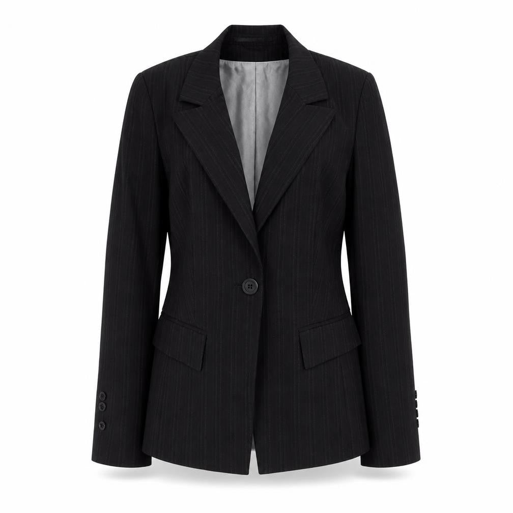 Slater Womens Black Striped Polyester Jacket Suit Jacket Size 6