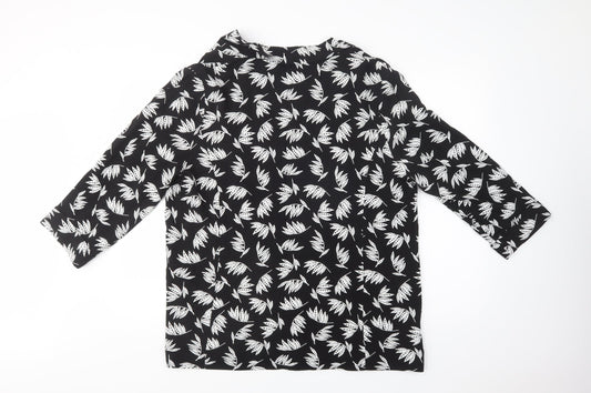 M &Co Womens Black Floral  Jacket Blazer Size 16