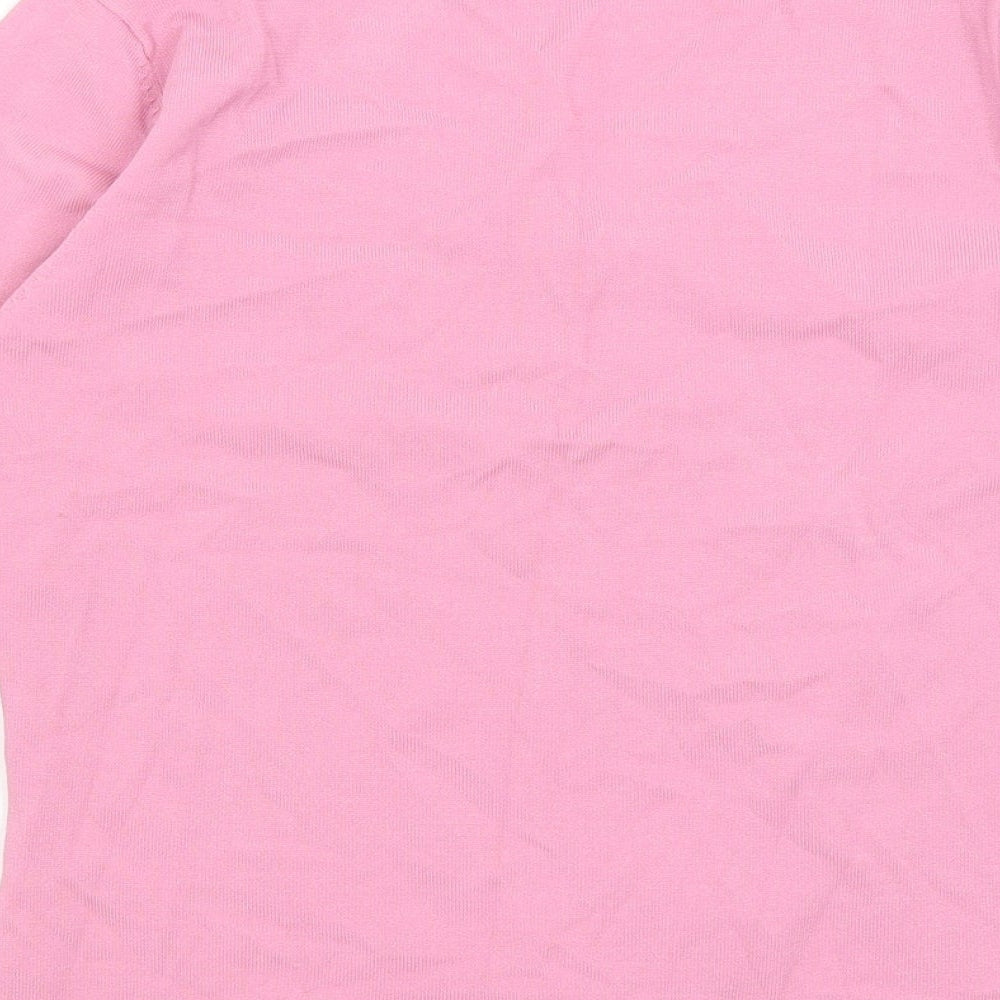 Colour Works Womens Pink  Viscose Basic T-Shirt Size S V-Neck