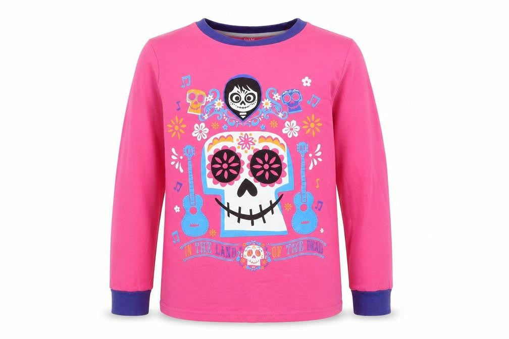 DISNEY  Girls Pink Floral Cotton Basic T-Shirt Size 9-10 Years Round Neck  - DISNEY IN THE LAND OF THE DEAD