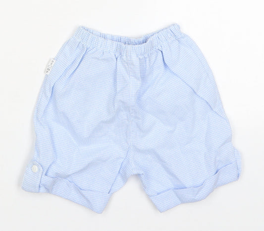Stamp Boys Blue Check Cotton Capri Trousers Size 3-6 Months