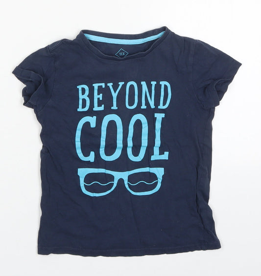 TEX Boys Blue  Cotton Basic T-Shirt Size 5-6 Years Crew Neck Pullover - Beyond Cool