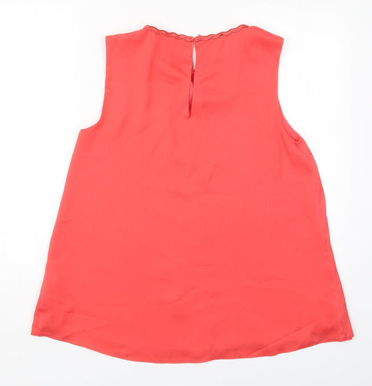 Preworn Womens Red  Polyester Basic Blouse Size 10 Off the Shoulder