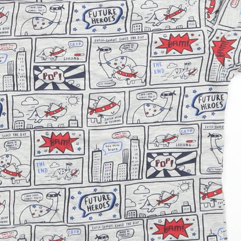 George Boys Grey  Cotton Basic T-Shirt Size 6-9 Months Crew Neck  - Comic Book