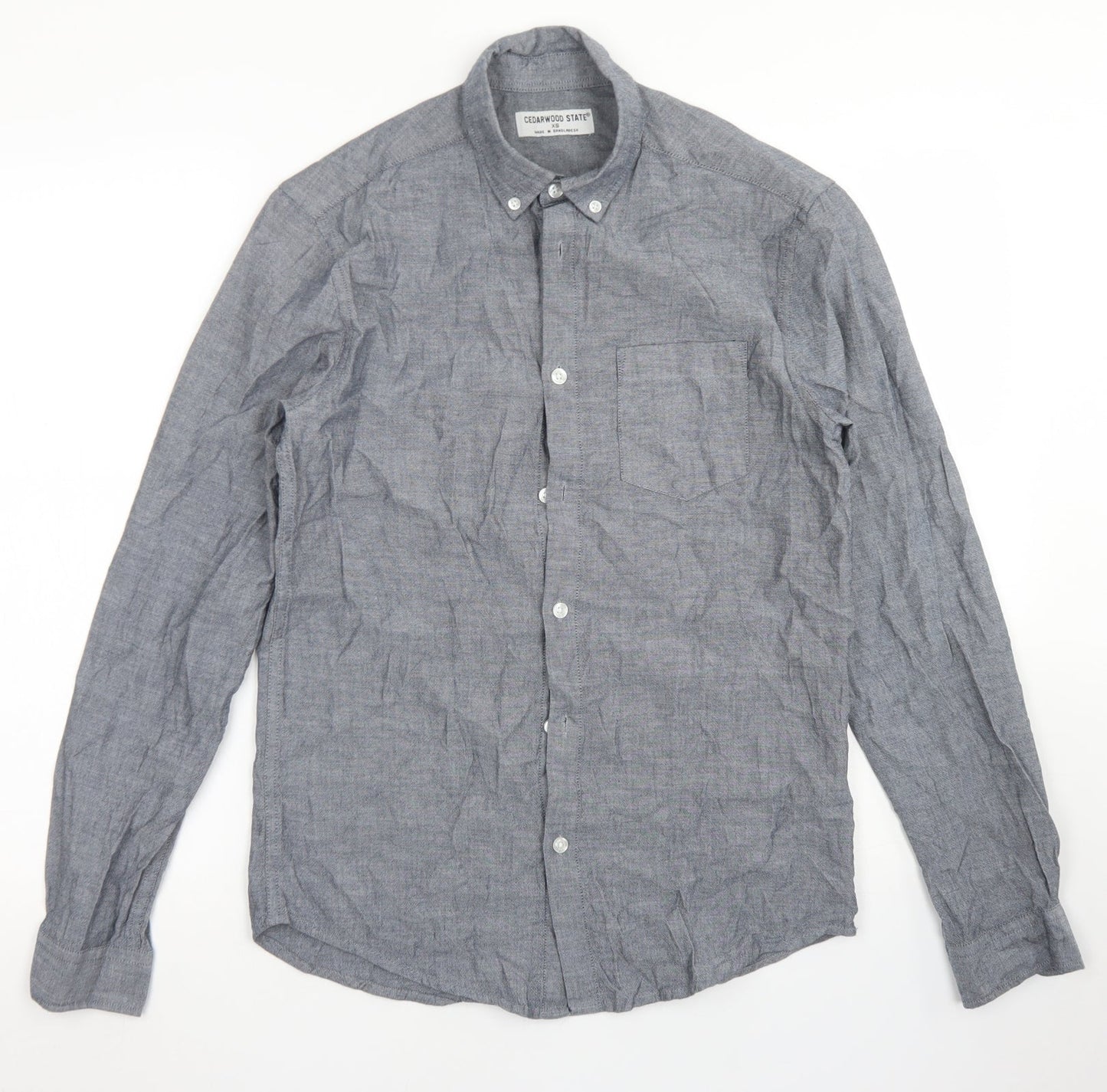 Cedar Wood State Mens Grey  Cotton  Button-Up Size XS Collared Button - Chest Pocket