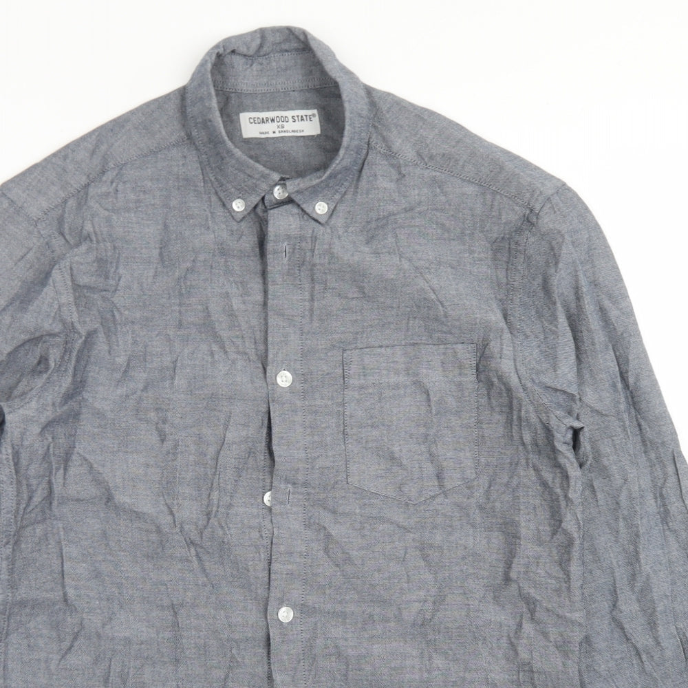 Cedar Wood State Mens Grey  Cotton  Button-Up Size XS Collared Button - Chest Pocket