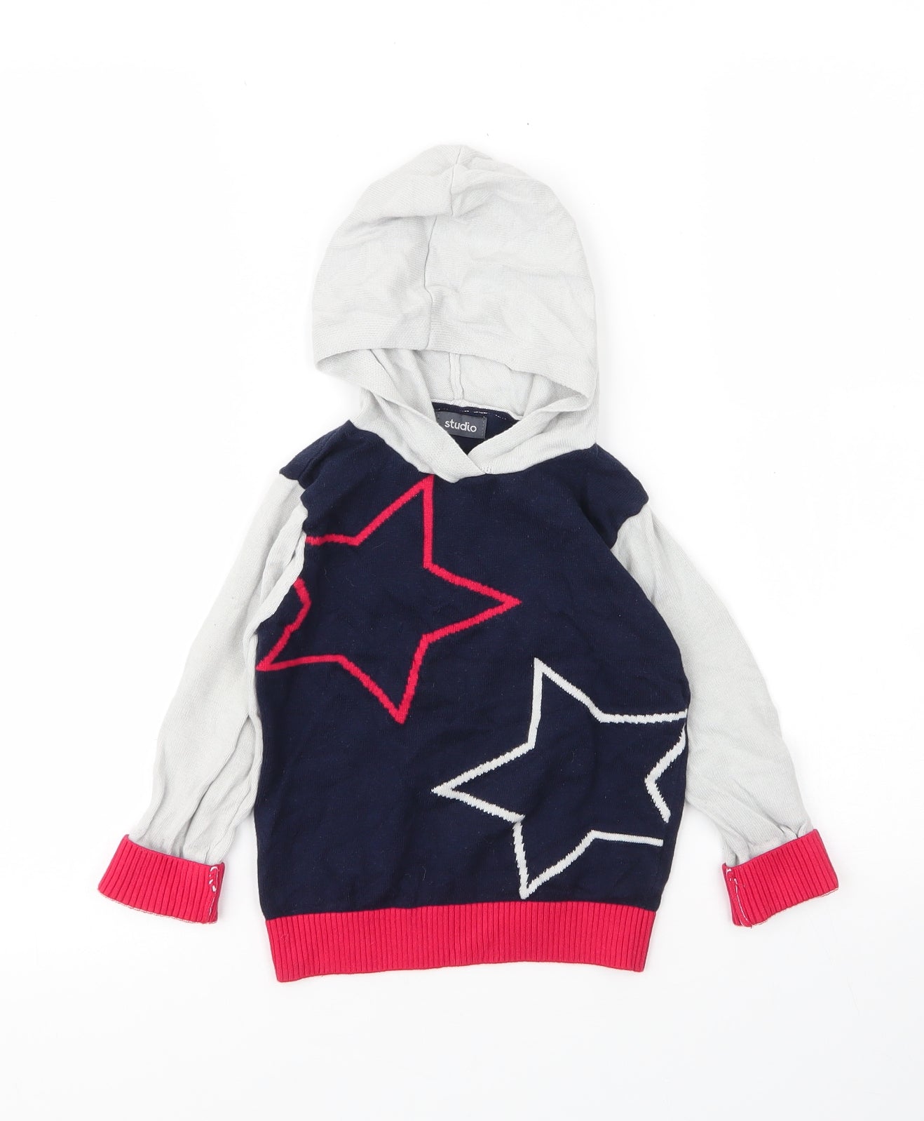 Studio Boys Blue  Cotton Pullover Hoodie Size 3 Years