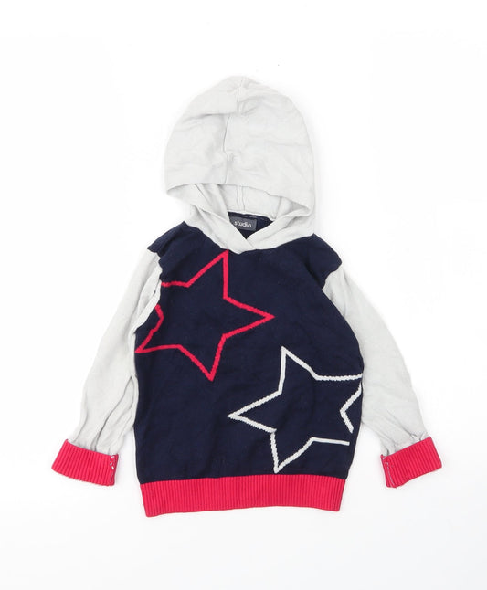 Studio Boys Blue  Cotton Pullover Hoodie Size 3 Years