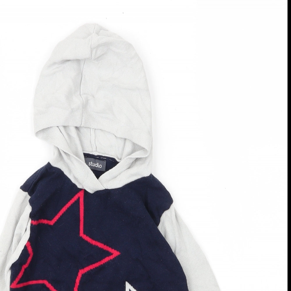 Studio Boys Blue  Cotton Pullover Hoodie Size 3 Years