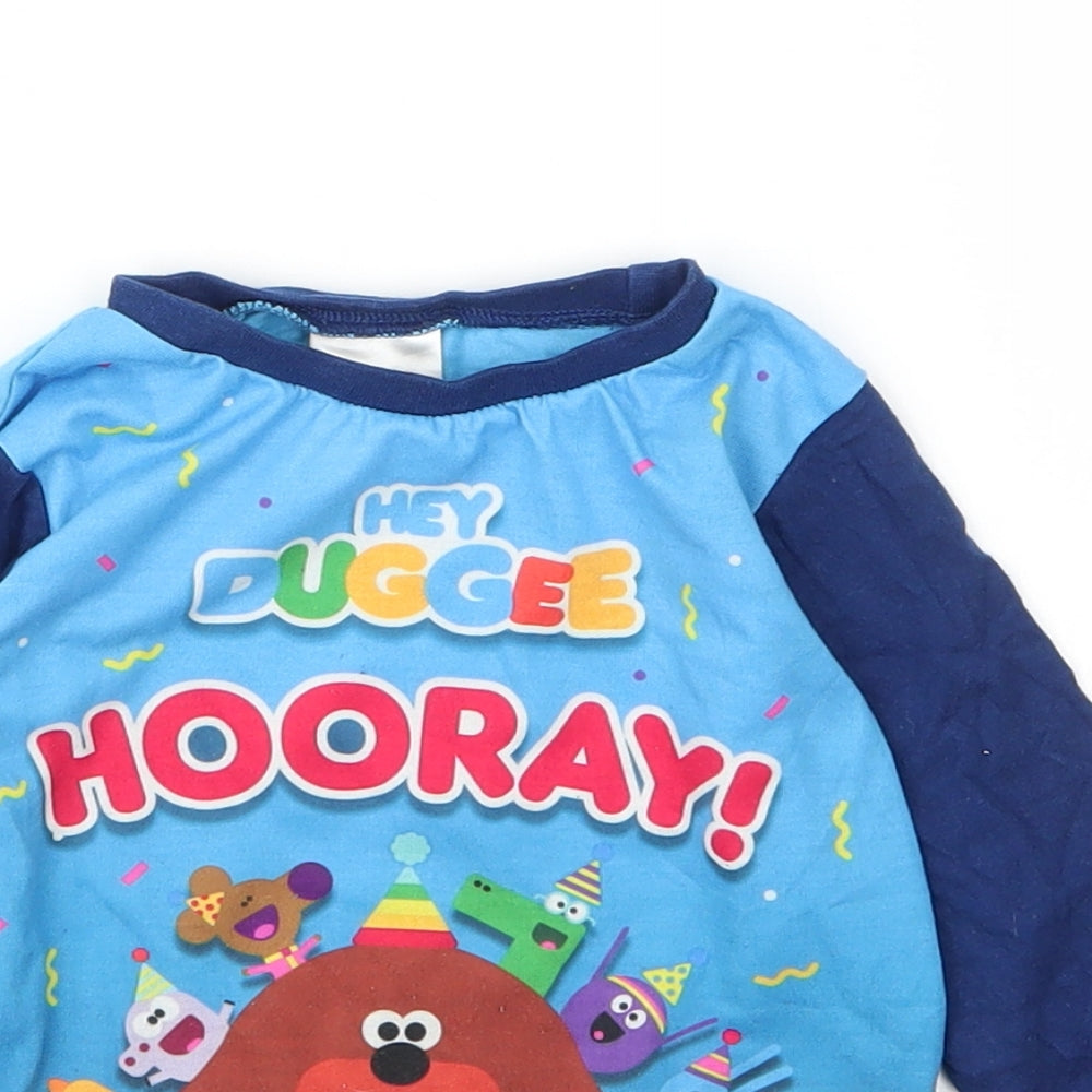 Hey Duggie Boys Blue  Cotton Basic T-Shirt Size 12 Months Round Neck