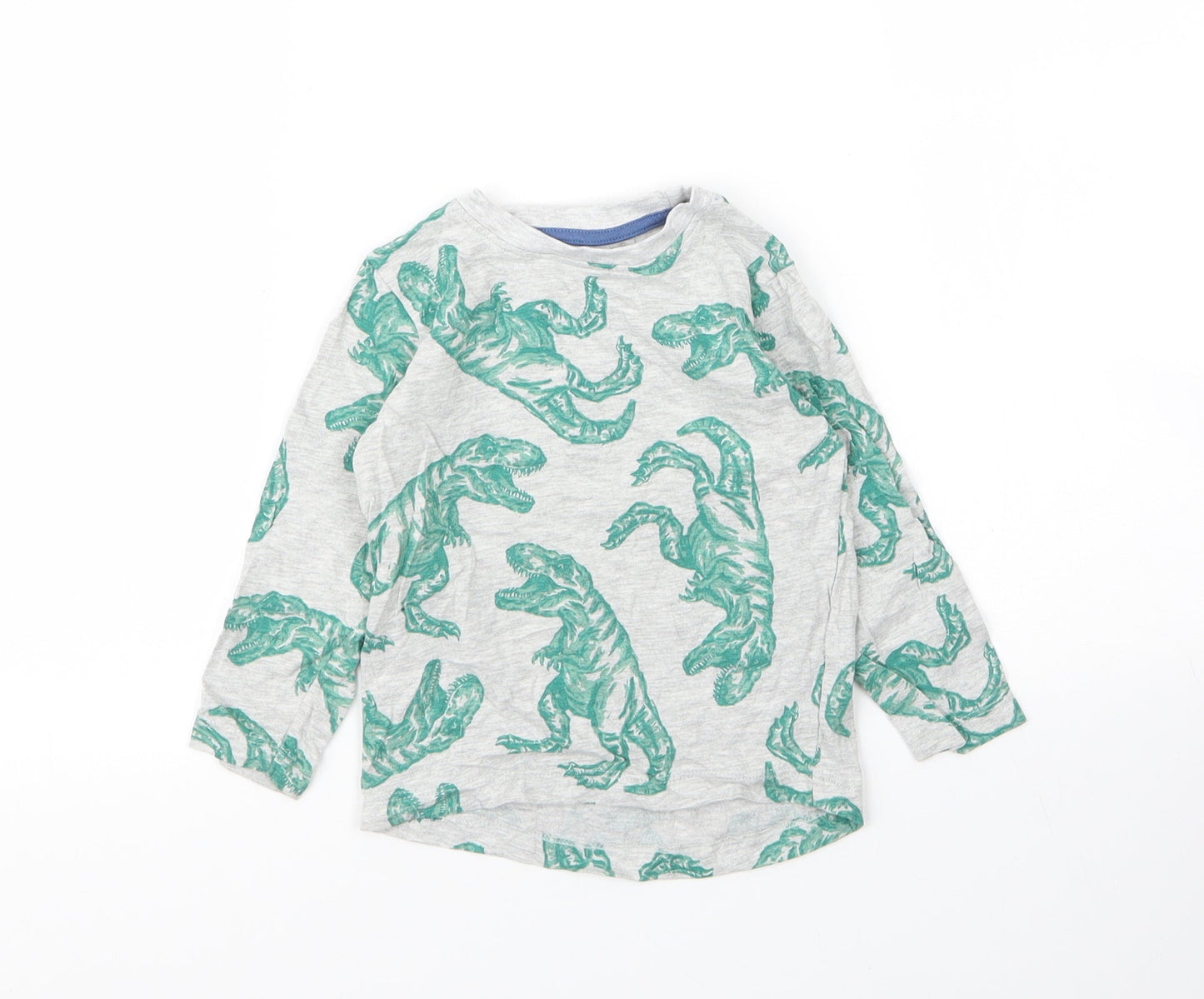Nutmeg Boys Grey  Cotton Basic T-Shirt Size 18-24 Months Round Neck  - Dinosaur