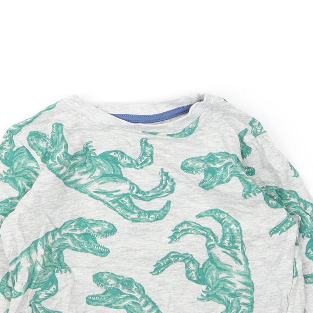 Nutmeg Boys Grey  Cotton Basic T-Shirt Size 18-24 Months Round Neck  - Dinosaur