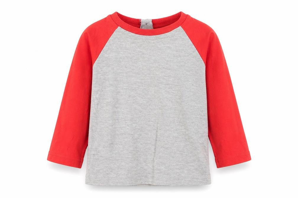 M&Co Boys Grey  Cotton Basic T-Shirt Size 12 Months Round Neck Button