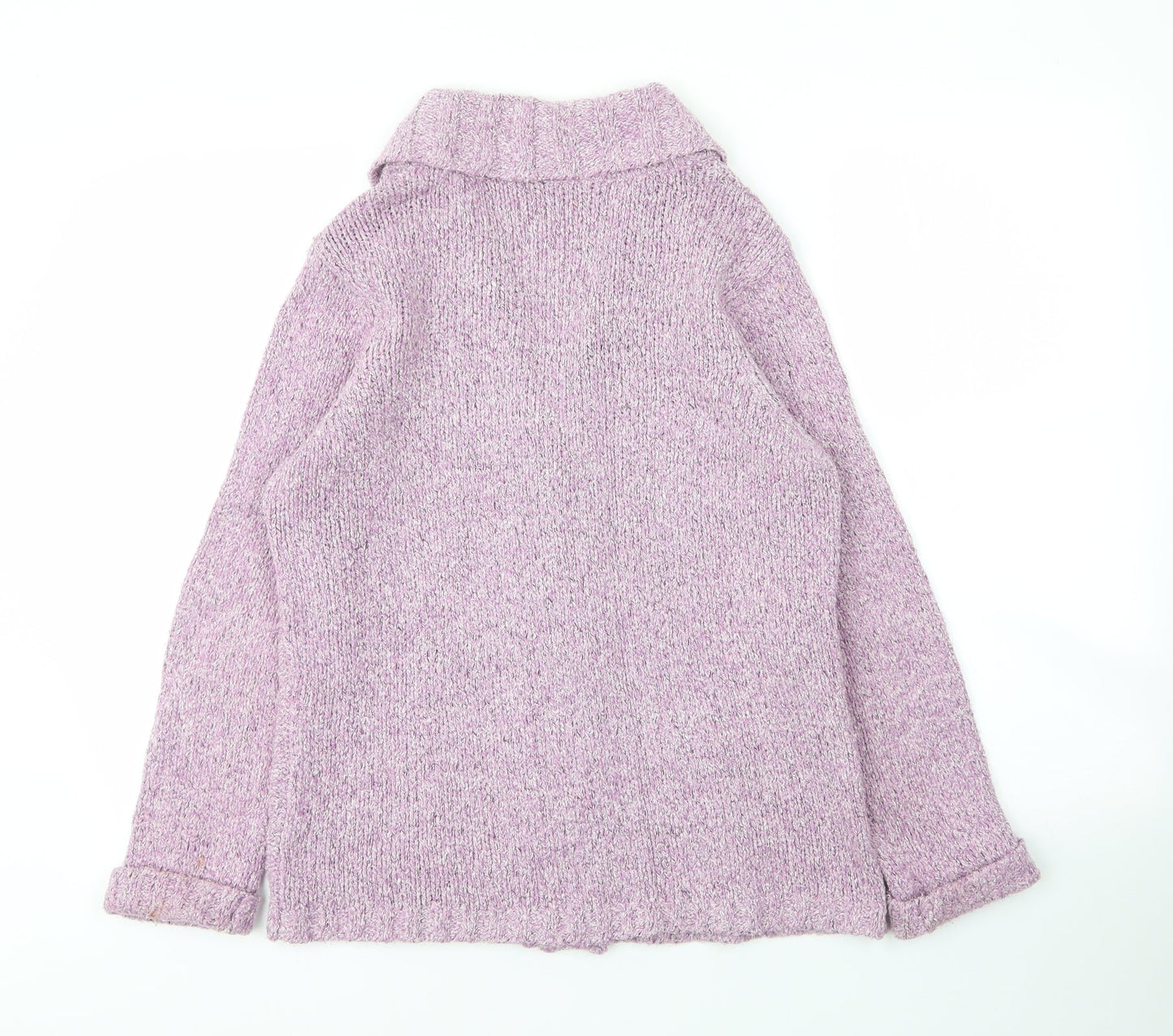 BM Womens Purple V-Neck  Acrylic Cardigan Jumper Size S