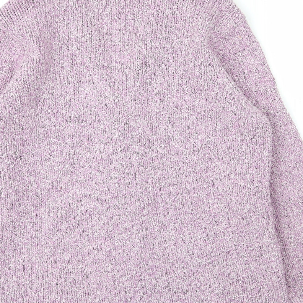 BM Womens Purple V-Neck  Acrylic Cardigan Jumper Size S