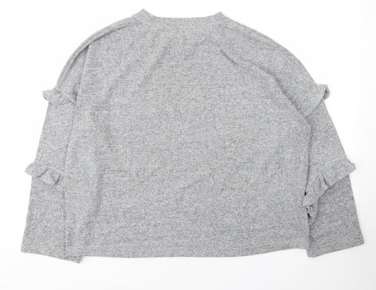 Dorothy Perkins Womens Grey Round Neck  Viscose Pullover Jumper Size 16