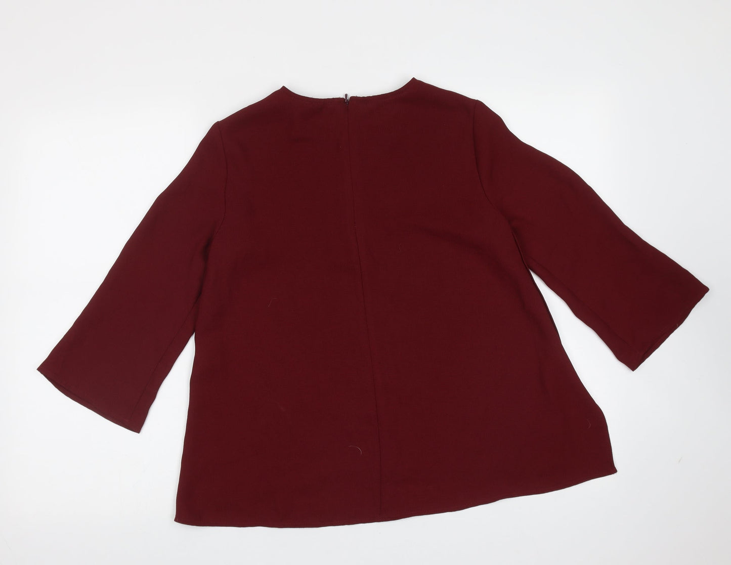 Topshop Womens Red  Polyester Basic Blouse Size 6 Round Neck