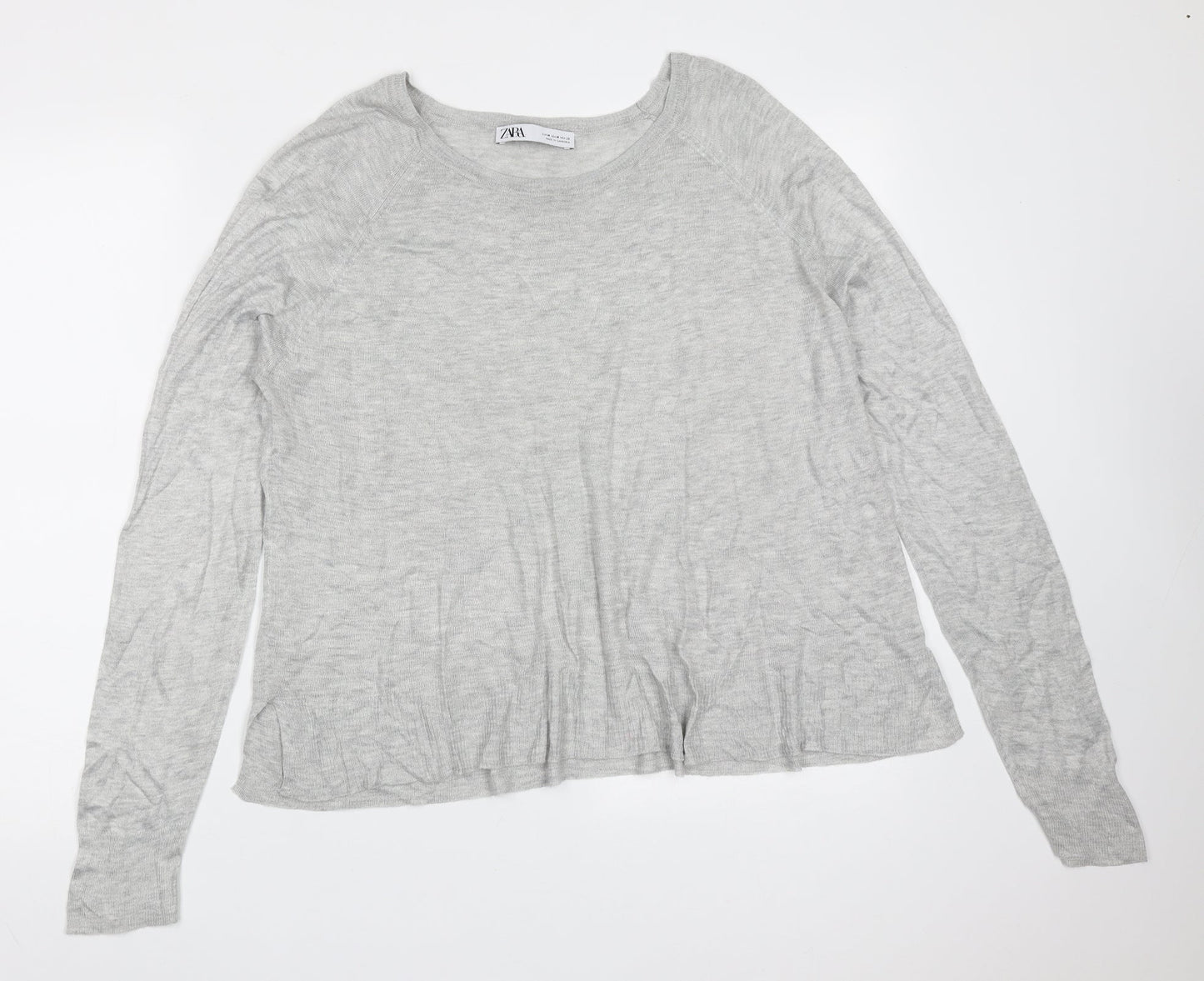 Zara Womens Grey Round Neck  Polyester Pullover Jumper Size M