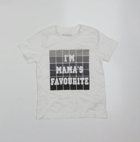 Nutmeg Boys White  Cotton Basic T-Shirt Size 3-4 Years Round Neck  - I'm Mama's Favourite