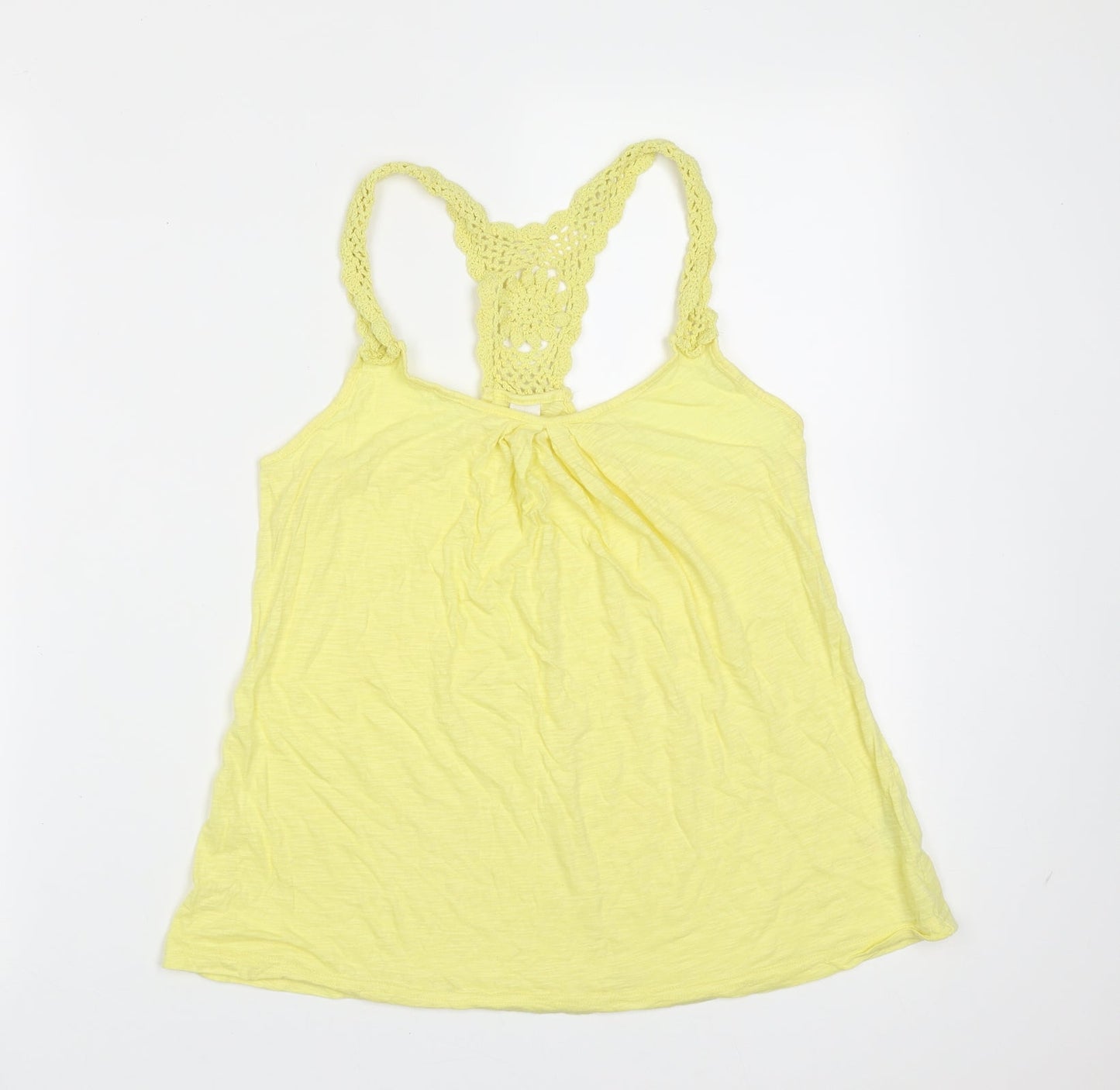 NEXT Womens Yellow  Cotton Basic Tank Size 12 Round Neck