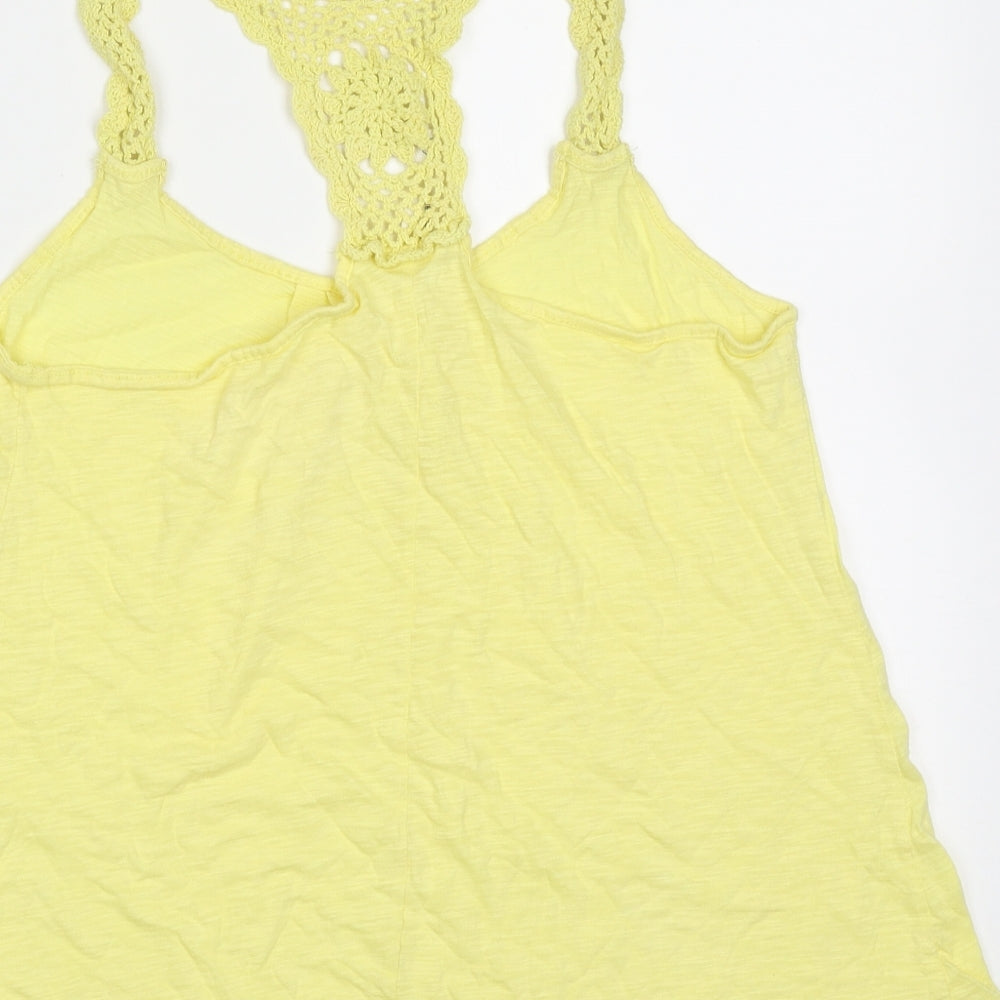 NEXT Womens Yellow  Cotton Basic Tank Size 12 Round Neck