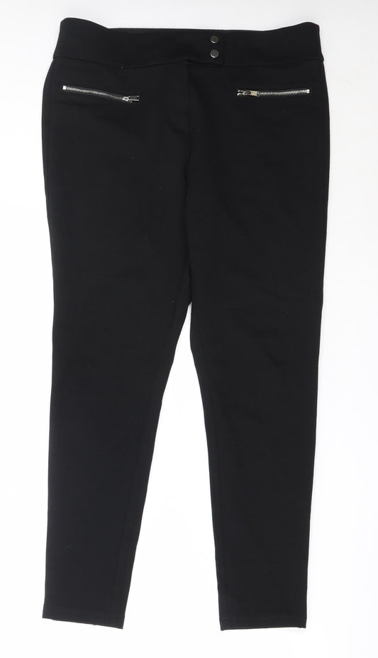 Preworn Womens Black  Polyester Capri Trousers Size 33 in L27.5 in Regular