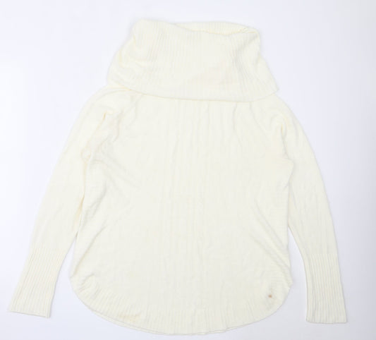Mozaic Womens Ivory Roll Neck  Acrylic Pullover Jumper Size L