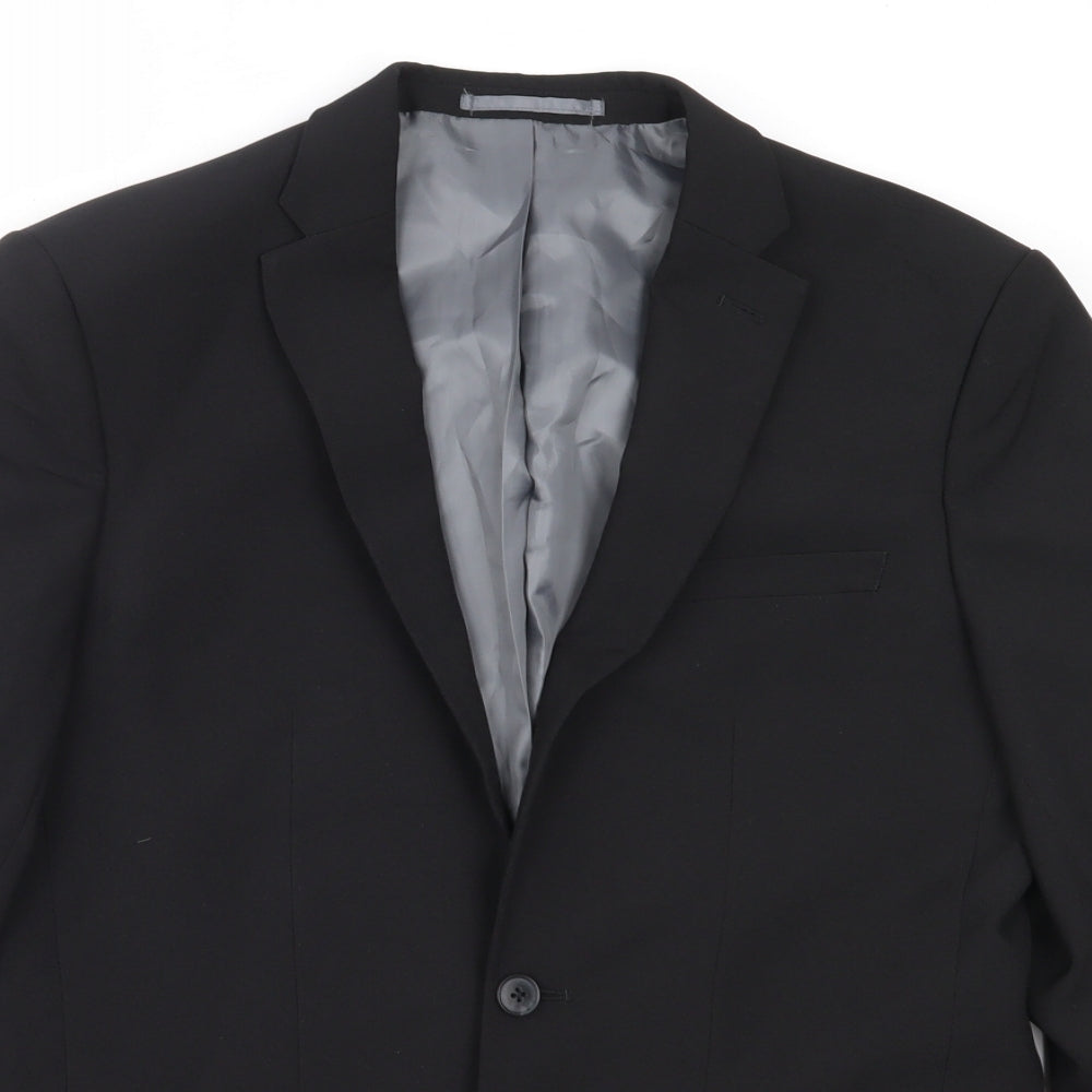 Cedar Wood State Mens Black  Polyester Jacket Blazer Size 36