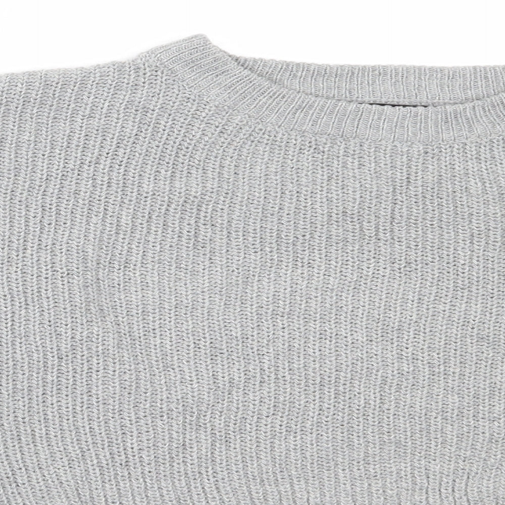 PRETTYLITTLETHING Womens Grey Round Neck  Acrylic Pullover Jumper Size M