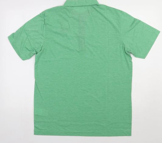James & Nicholson Mens Green  Polyester  Polo Size L Collared Button