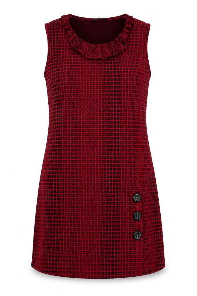 Select Womens Red Check Polyester Bodycon  Size 10  Crew Neck Pullover