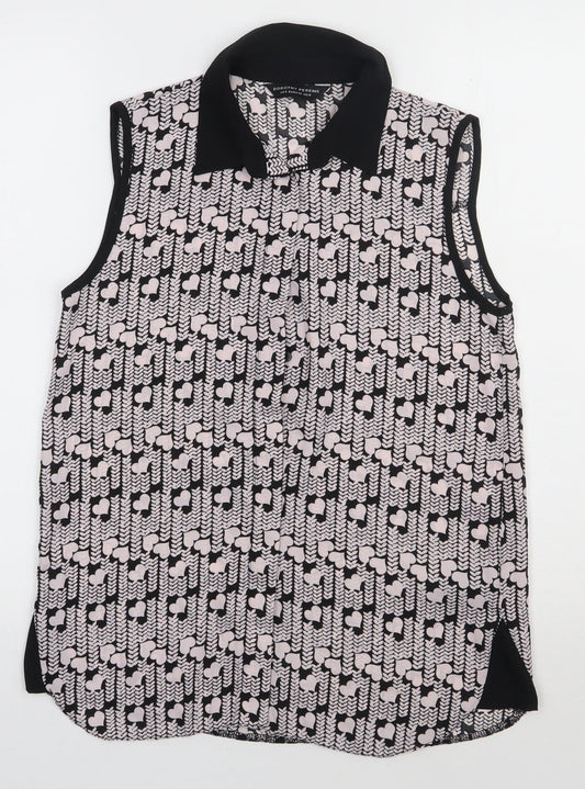 Dorothy Perkins Womens Pink Geometric Polyester Basic Button-Up Size 10 Collared - heart print