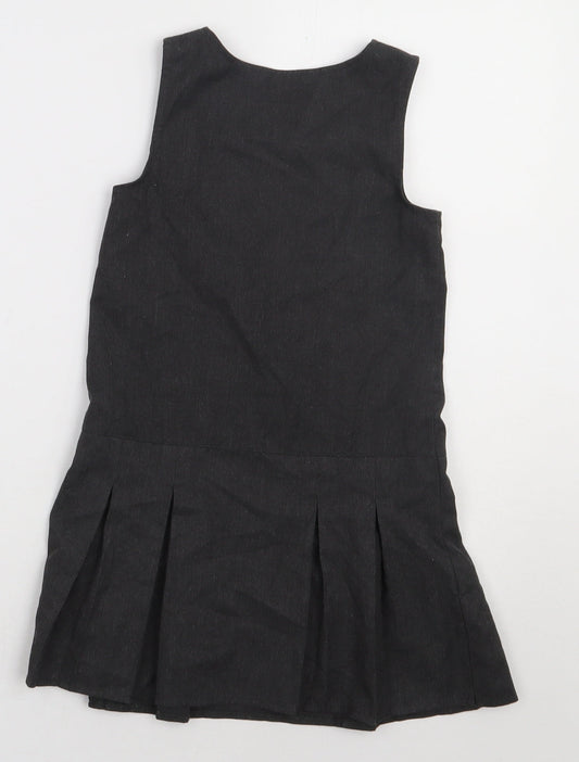 Preworn Girls Grey  Polyester A-Line  Size 4-5 Years  Scoop Neck Zip - school Wear