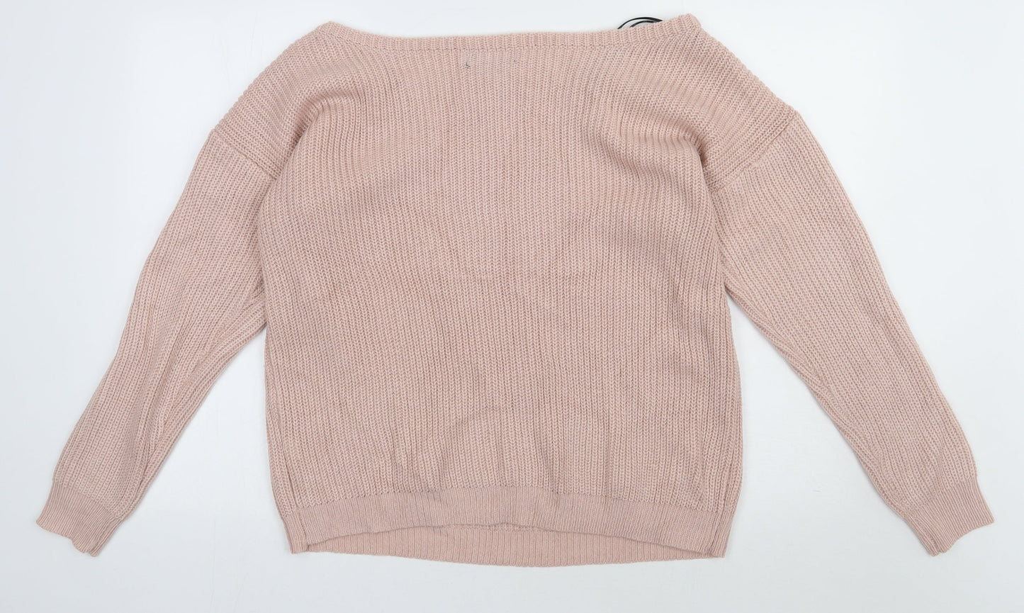 Missguided Womens Pink  Acrylic Pullover Sweatshirt Size L  Pullover