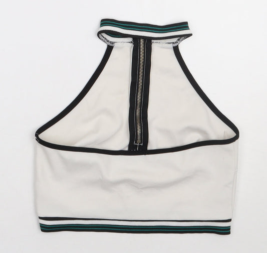 I X London Womens White  Polyester Cropped Tank Size M Crew Neck