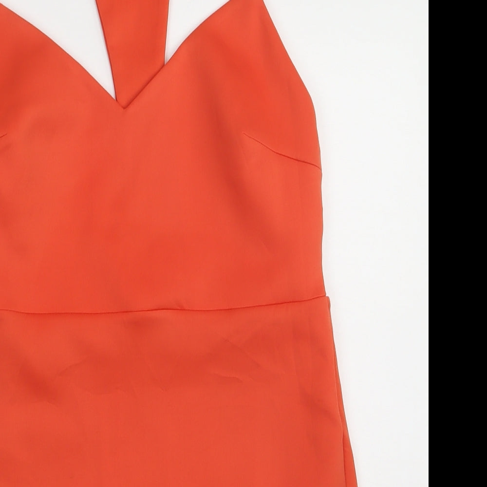 ASOS Womens Orange  Polyester Bodycon  Size 14  V-Neck Pullover