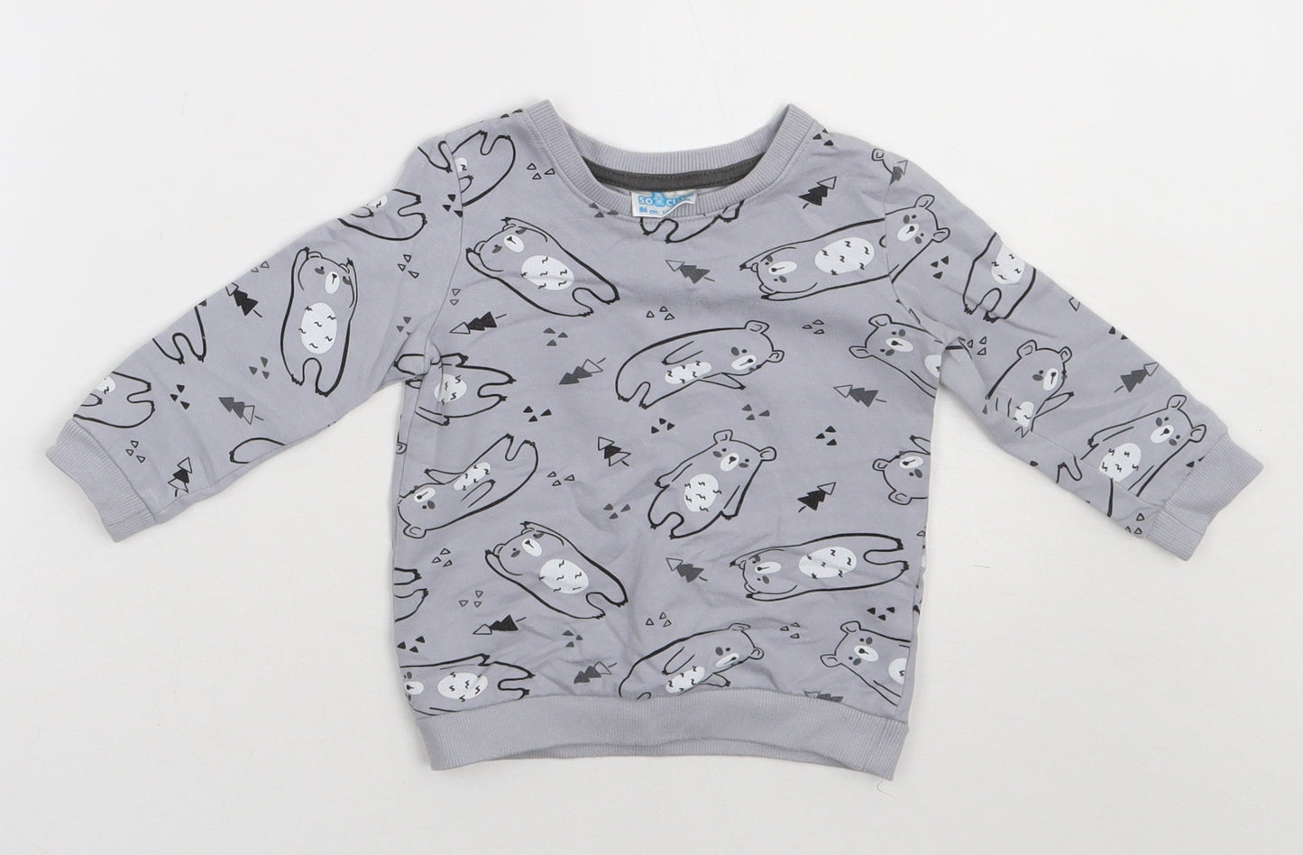 so cute Girls Grey Geometric Cotton Basic Casual Size 12-18 Months Crew Neck Pullover