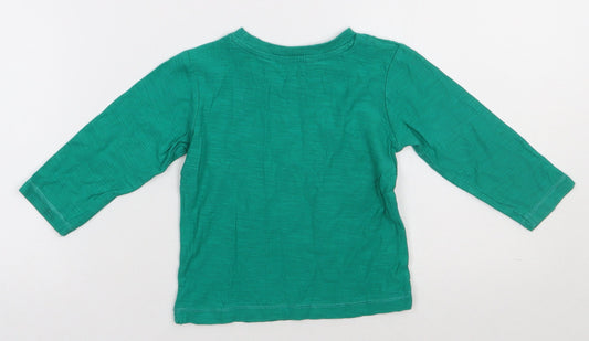 Matalan Boys Green  Cotton Basic Casual Size 9-12 Months Crew Neck Pullover - today i will be a dinosaur