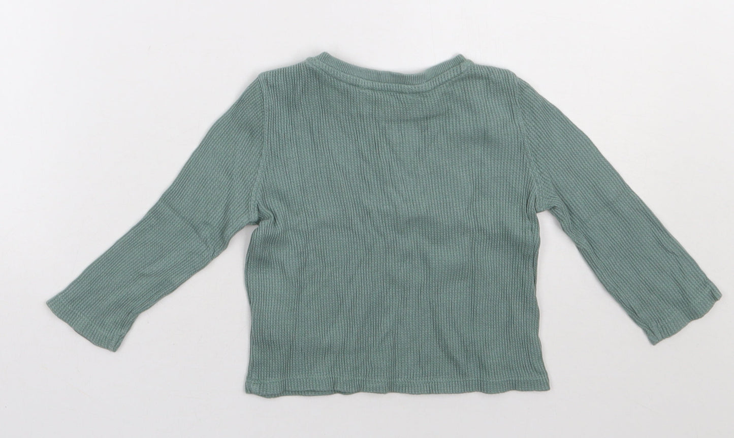 Matalan Boys Green  Cotton Basic Casual Size 12-18 Months Crew Neck Pullover