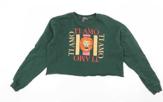 Primark Womens Green  Cotton Pullover Sweatshirt Size 6  Pullover - Ti Amo